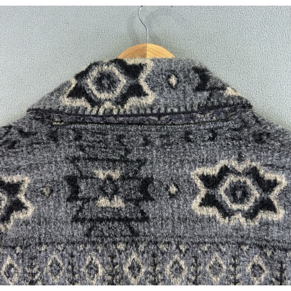 Andrea Faye Jacket Womens Large Grey Aztec Navajo Cabin Shawl Vintage USA - Picture 6 of 9